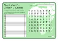 Word Search African Countries