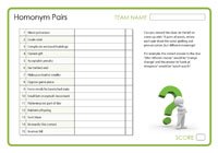 Homonym Pairs