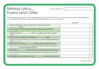 Missing Lyrics - Towns And Cities