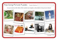 Pop Song Picture Puzzles