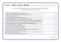 days of the week lyrics english